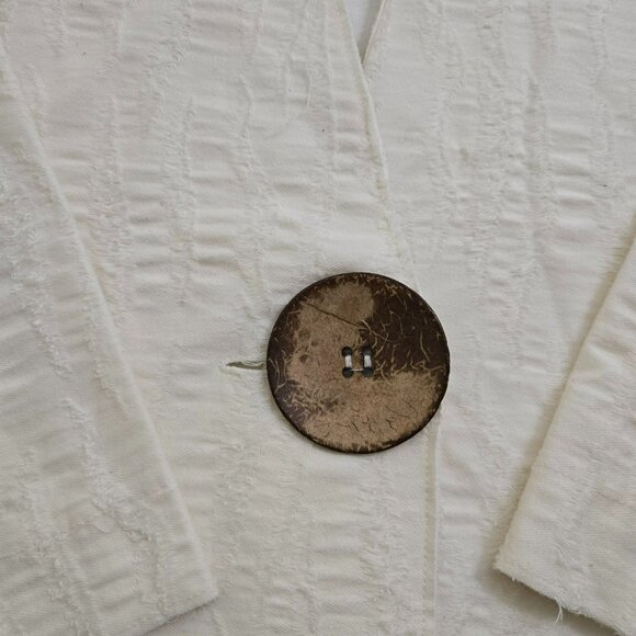 Zara Basic Women S Oversized One Button Textured Cream Cardigan - Picture 4 of 14